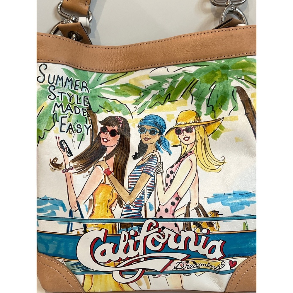 Brighton California‎ Dreaming Whimsical Graphic Art Leather Crossbody Purse - Picture 2 of 12
